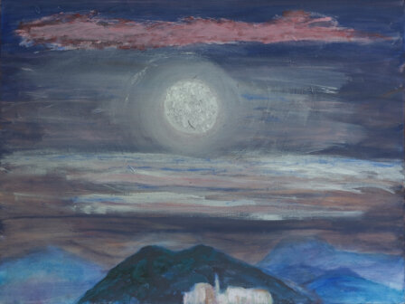 Moon over spanish village